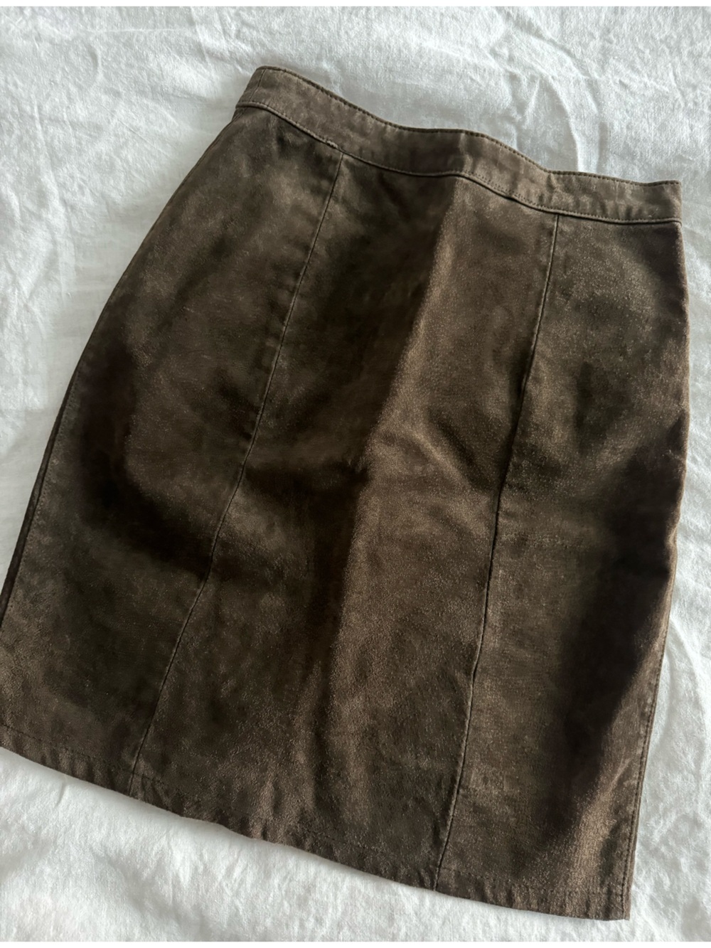 Vintage The Limited Chocolate Brown 100% Leather Suede Skirt